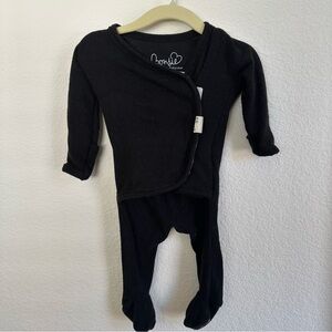 Bonsie Ribbed Black Skin to Skin Footie Pajama 0-3m